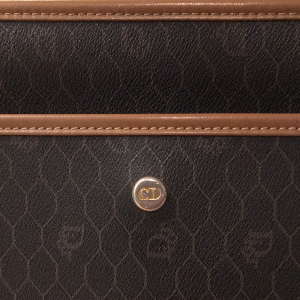 Vintage Christian Dior Honeycomb Monogram Leather Toiletry Clutch - Picture 2 of 9